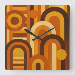 Horloge Carrée Arches et taches solaires Rétro MCM motif géométri