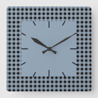 Horloge Carrée Ardoise En vichy et noire