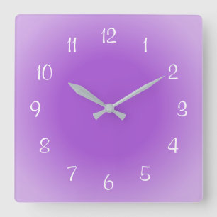 Horloge Carrée Arêtes Misty Purple Frosted Design Couleurs douces