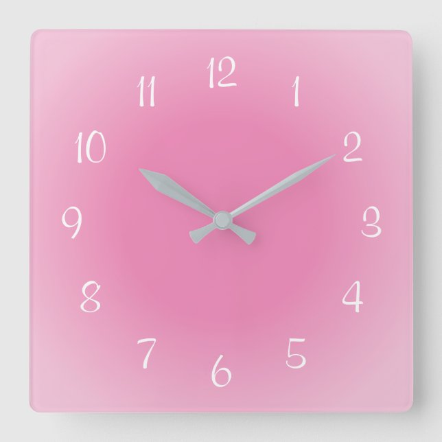 Horloge Carrée Arêtes Misty Rose Frosted Design Couleurs douces (Recto)