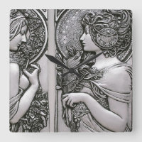 Argent, Art nouveau, design, femelles, Mucha, beau