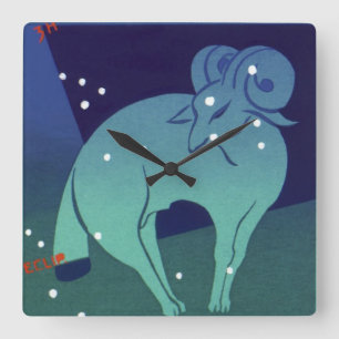 Horloge Carrée Aries Ram Constellation, Astrologie Zodiaque Vinta