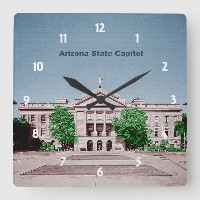 Horloge Carrée Arizona State Capitol teintée de couleurs (Recto)