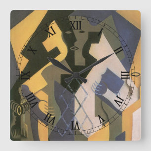 Horloge Carrée Arlequin à une table de Juan Gris, Cubisme Vintage