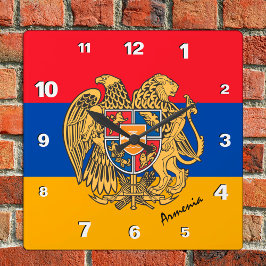 Horloge Carrée Arménie Horloge, maison patriotique, drapeau armén