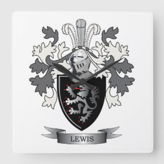 Horloge Carrée Armoiries de Lewis Family Crest