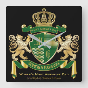 Horloge Carrée Armoiries de Monogramme Emblème de couronne de li