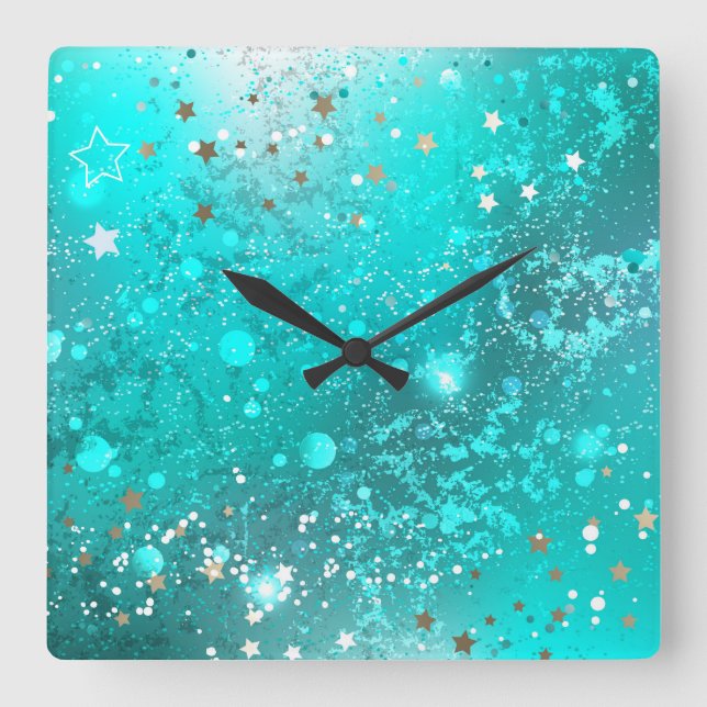 Horloge Carrée Arrière - plan à huile Turquoise de la menthe (Recto)