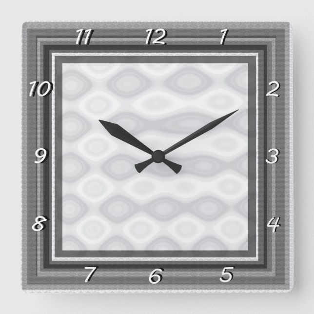 Horloge Carrée Arrière - plan en acier brossé argent (Recto)