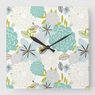 Horloge Carrée arrière - plan floral 5