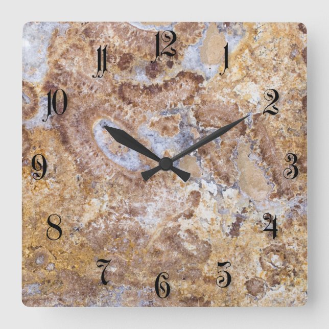 Horloge Carrée Arrière - plan motif en marbre (Recto)