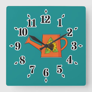Horloge Carrée Arrosage orange avec tournesol