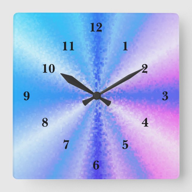 Horloge Carrée Art arc-en-ciel 3D (Recto)