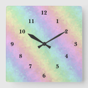 Horloge Carrée Art arc-en-ciel 3D