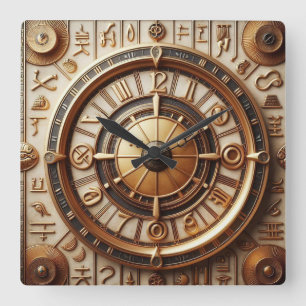 Horloge Carrée Art Arrière - plan égyptien antique 06