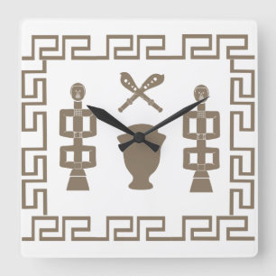 Horloge Carrée Art de la scène tribale africaine Abstraite