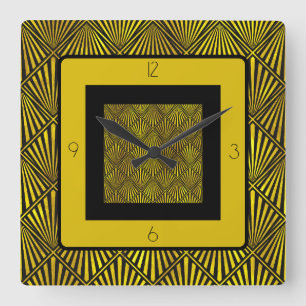 Horloge Carrée Art Déco Années Folles Or Noir