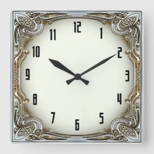 Horloge Carrée Art Déco Argent