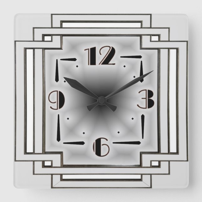 Horloge Carrée Art déco argenté (Recto)