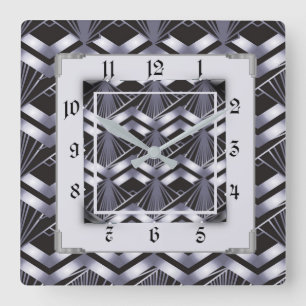 Horloge Carrée Art déco argenté