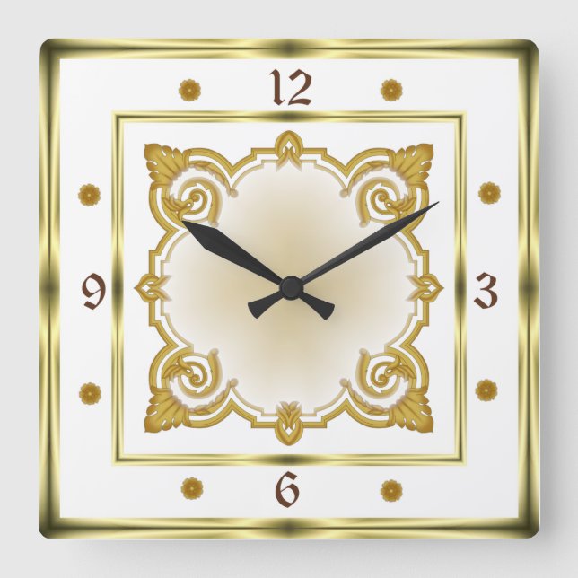 Horloge Carrée Art déco blanc (Recto)