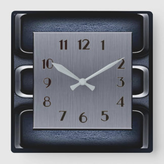 Horloge Carrée Art Déco Bleu