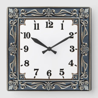 Horloge Carrée Art Déco Bleu