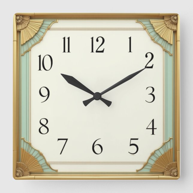 Horloge Carrée Art Deco Elegant (Recto)