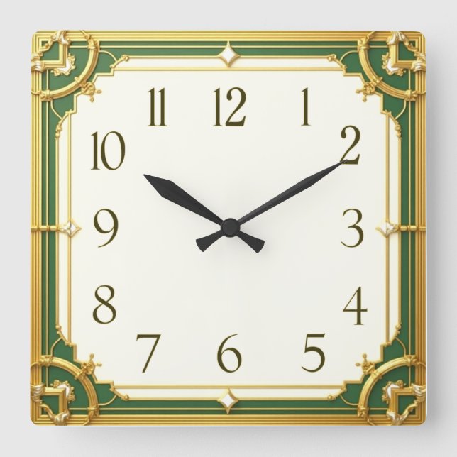 Horloge Carrée Art Deco Elegant (Recto)