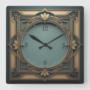 Horloge Carrée Art déco élégant