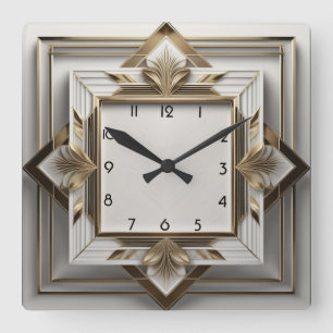 Horloge Carrée Art déco élégant