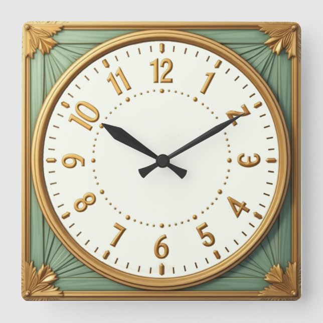 Horloge Carrée Art Deco Elegant (Recto)