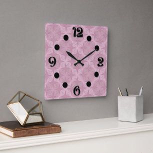 Horloge Carrée Art déco géométrique lilas fumé