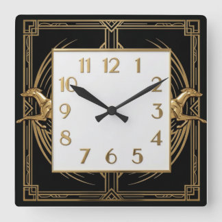 Horloge Carrée Art Deco Golden Dog