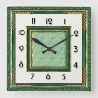 Horloge Carrée Art Deco Green