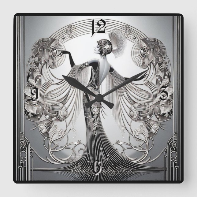 Horloge Carrée Art Deco Grey (Recto)