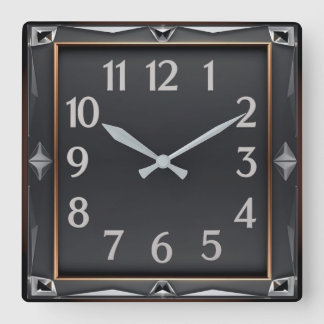 Horloge Carrée Art Déco Gris