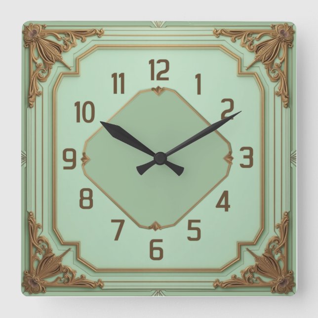 Horloge Carrée Art Deco Mint (Recto)
