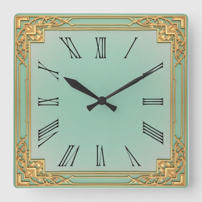 Horloge Carrée Art Deco Mint (Recto)