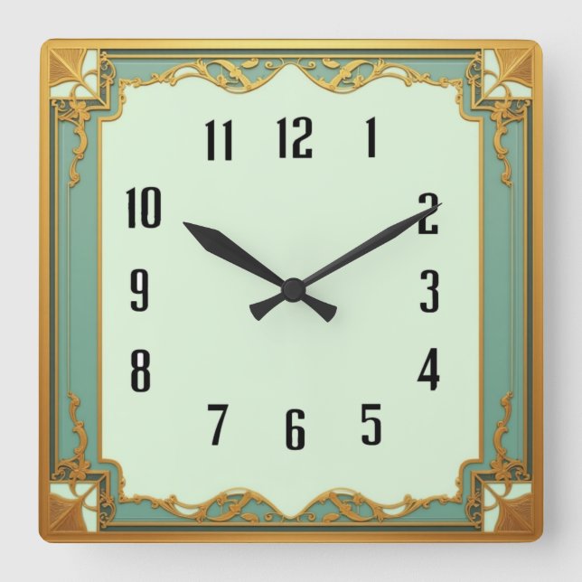 Horloge Carrée Art Deco Mint (Recto)