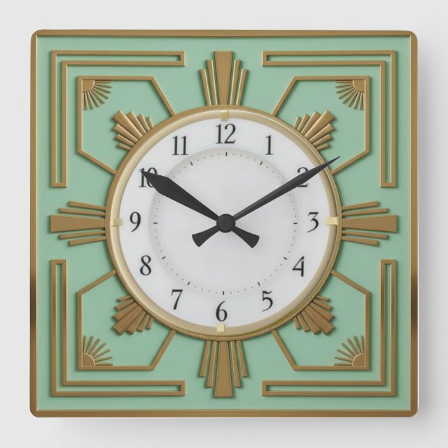 Horloge Carrée Art Deco Mint (Recto)