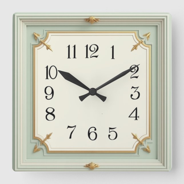 Horloge Carrée Art Déco Mint (Recto)