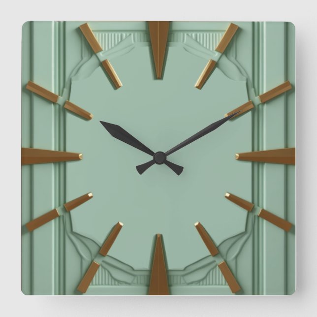 Horloge Carrée Art Deco Mint Elegant (Recto)