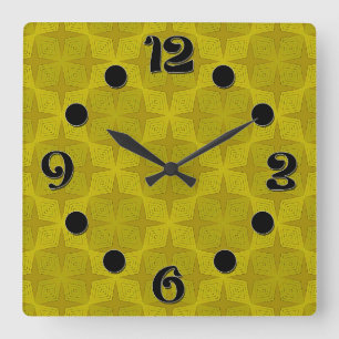 Horloge Carrée Art déco olive verte géométrique
