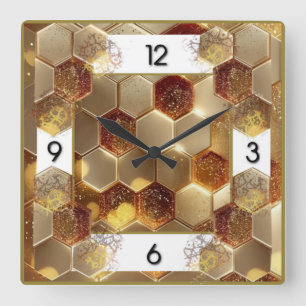 Horloge Carrée Art Déco Or