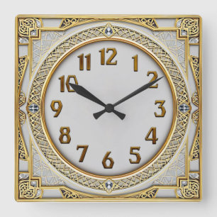 Horloge Carrée Art Déco Or