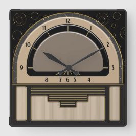 Horloge Carrée Art Déco Radiola (Latte, Greige, Noir, Or)