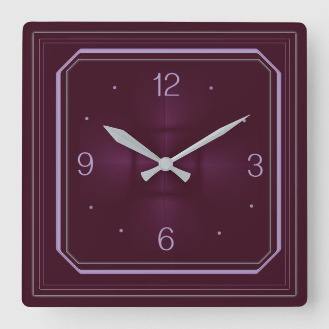 Horloge Carrée Art déco rouge (Recto)