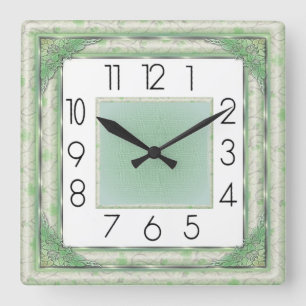 Horloge Carrée Art Déco Vert