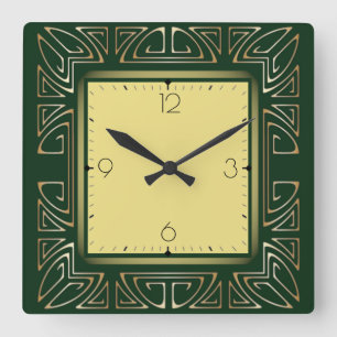 Horloge Carrée Art déco vert